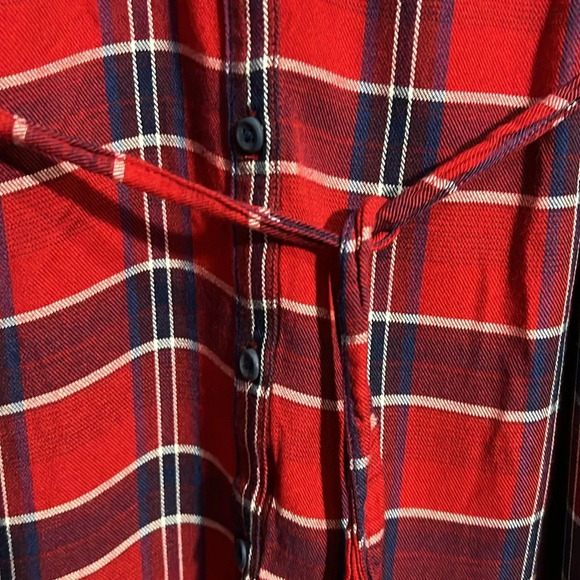 Isabel Maternity Red & Blue Plaid Long Shirt with Removable Tie Belt Size XS - Picture 6 of 7